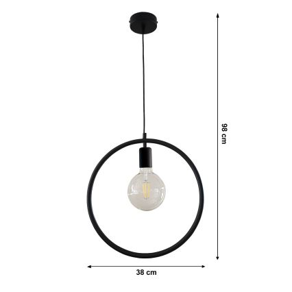 Lustr na lanku CIRCLE L 1xE27/60W/230V černá