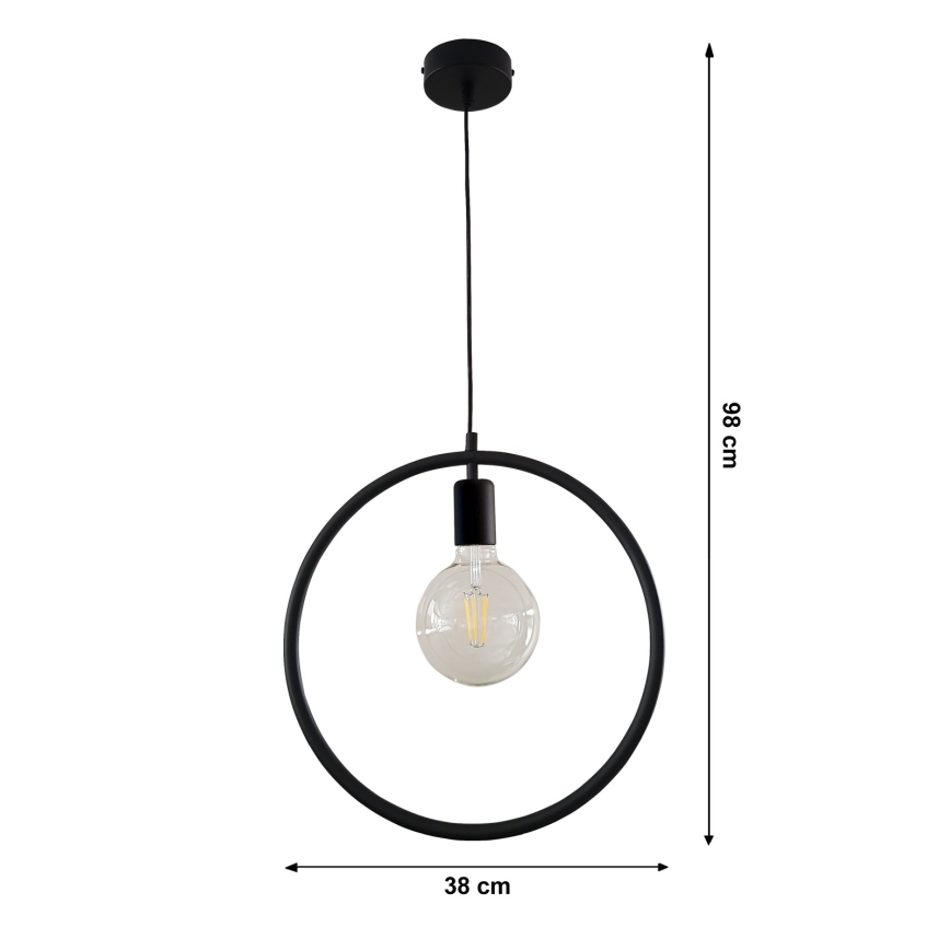 Lustr na lanku CIRCLE L 1xE27/60W/230V černá