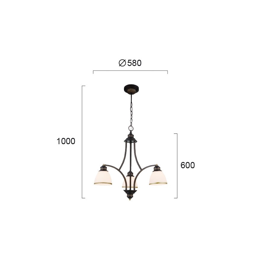 Lustr na lanku CLAIR 3xE27/60W/230V pr. 58 cm bronzová