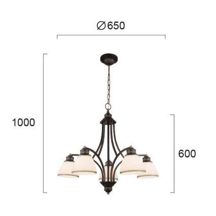 Lustr na lanku CLAIR 5xE27/60W/230V pr. 65 cm bronzová