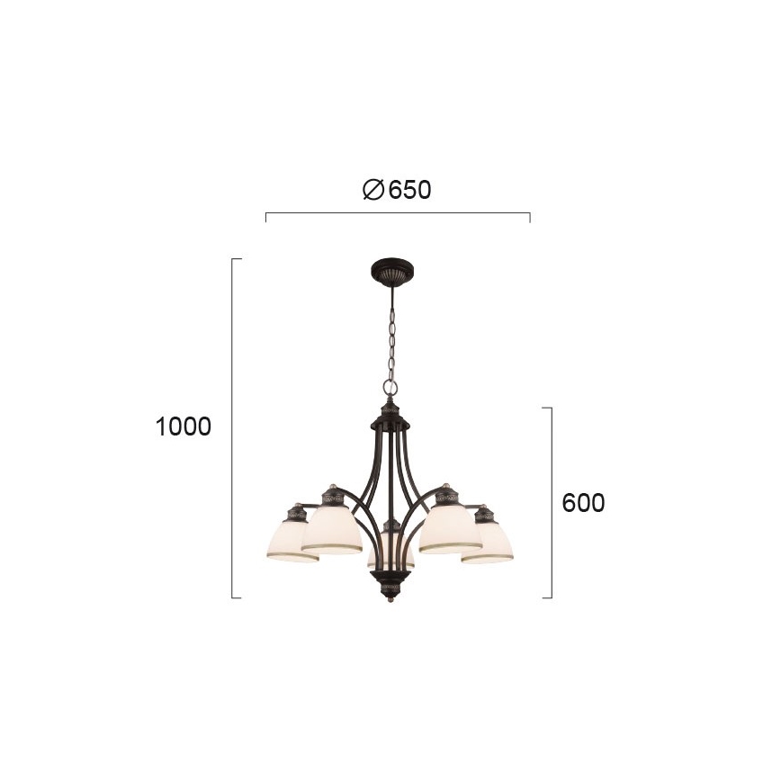 Lustr na lanku CLAIR 5xE27/60W/230V pr. 65 cm bronzová