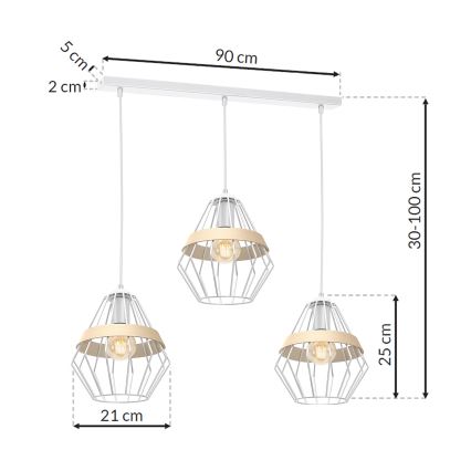 Lustr na lanku CLIF 3xE27/60W/230V