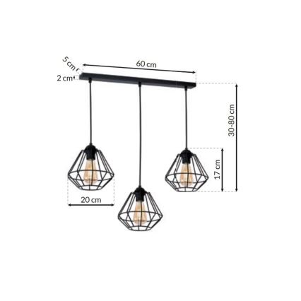 Lustr na lanku COLIN 3xE27/60W/230V