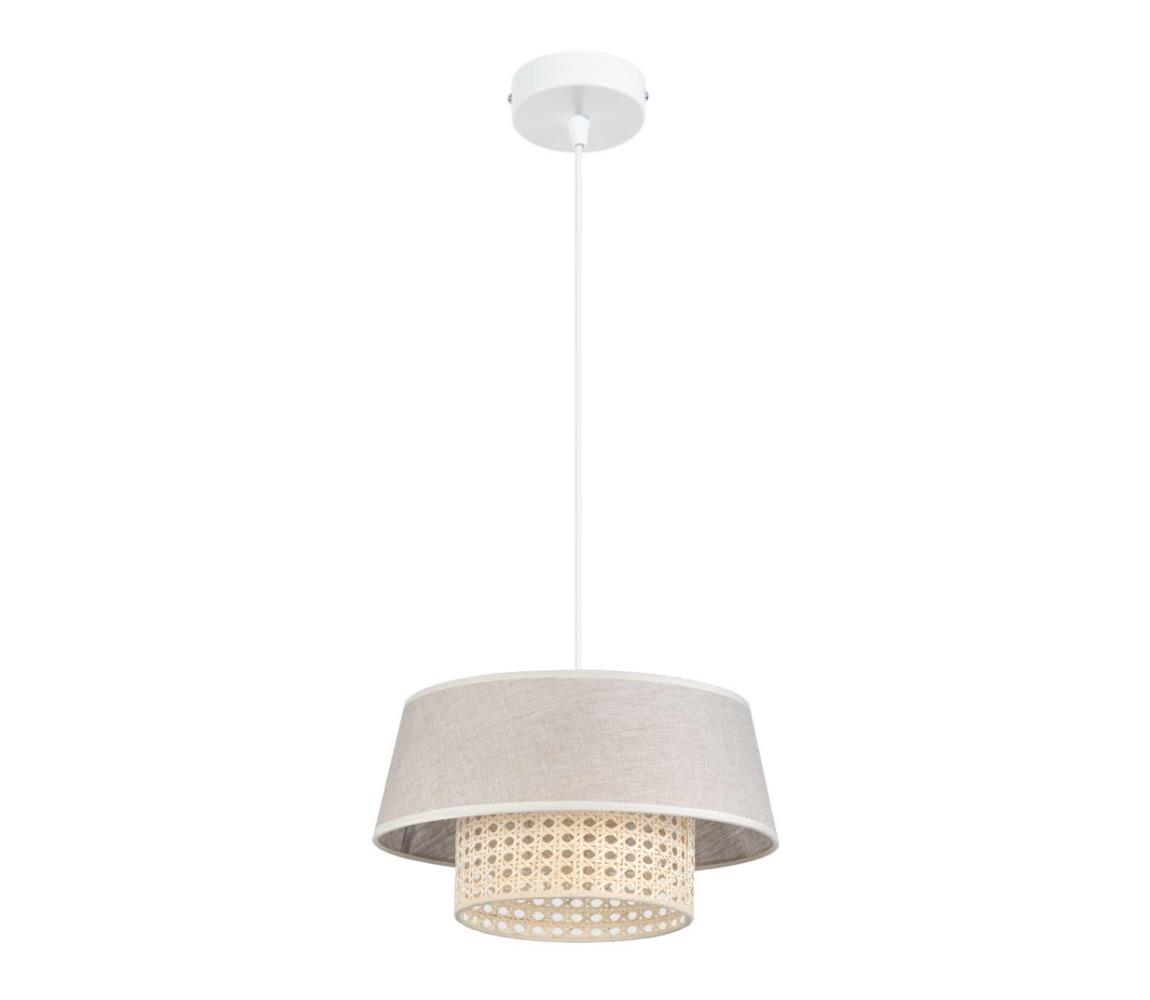 Belis Lustr na lanku CONA 1xE27/60W/230V pr. 35 cm béžová ratan BE0383
