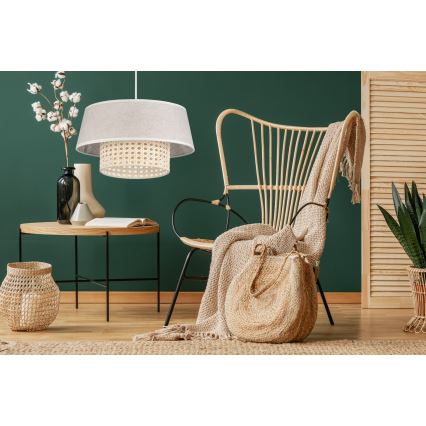 Lustr na lanku CONA 1xE27/60W/230V pr. 35 cm béžová ratan