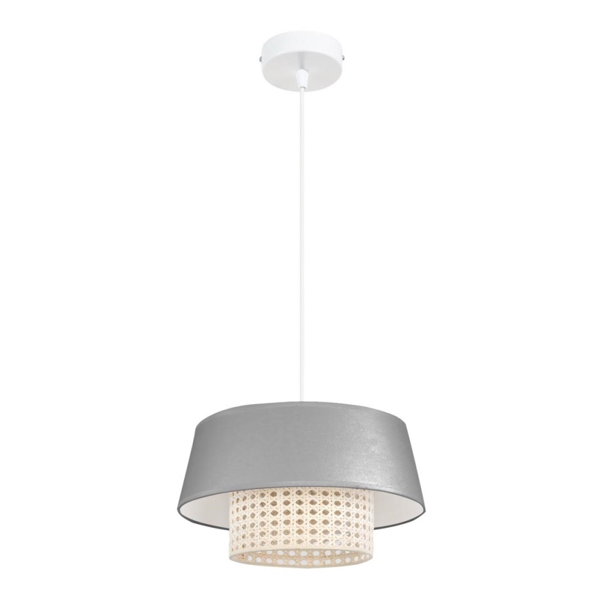 Lustr na lanku CONA 1xE27/60W/230V pr. 35 cm šedá ratan