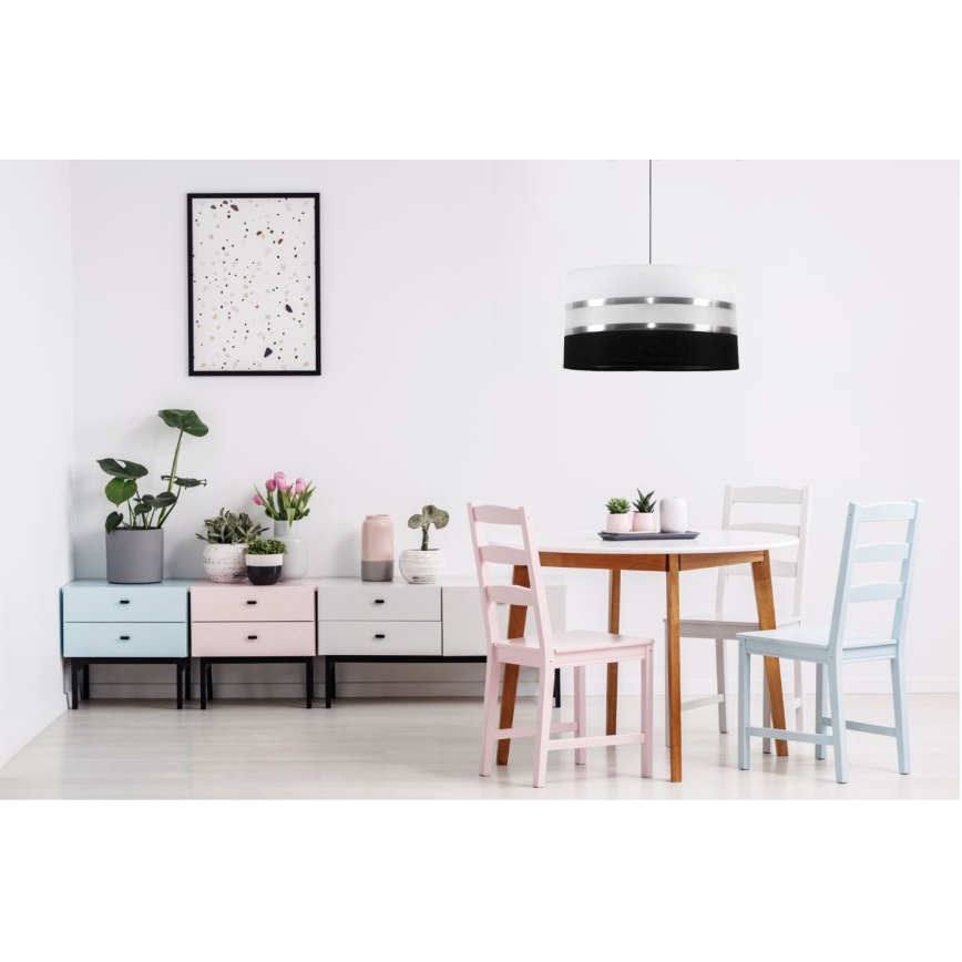 Lustr na lanku CORAL 1xE27/60W/230V černobílá