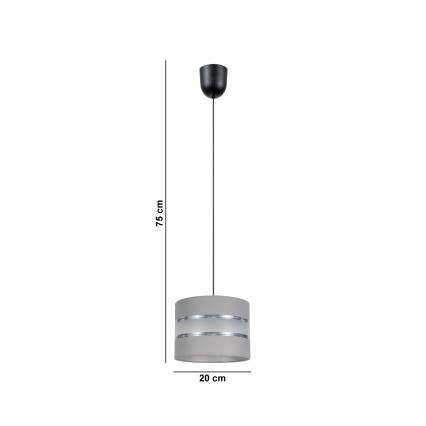 Lustr na lanku CORAL 1xE27/60W/230V pr. 20 cm šedá