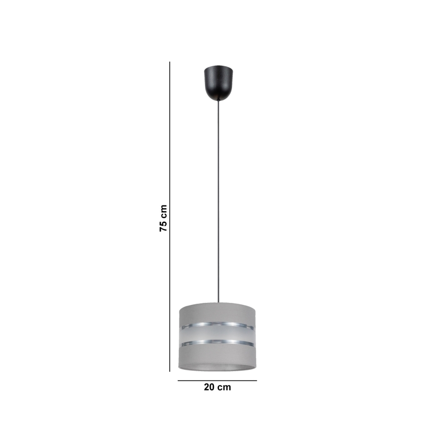 Lustr na lanku CORAL 1xE27/60W/230V pr. 20 cm šedá