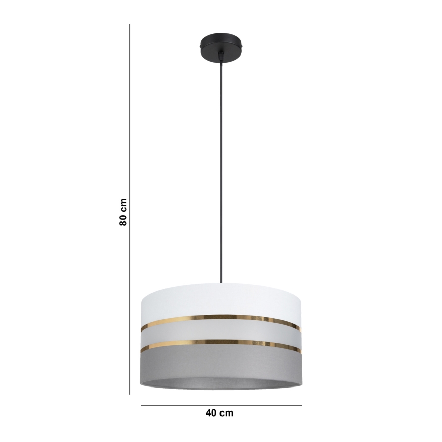 Lustr na lanku CORAL 1xE27/60W/230V pr. 40 cm bílá/šedá