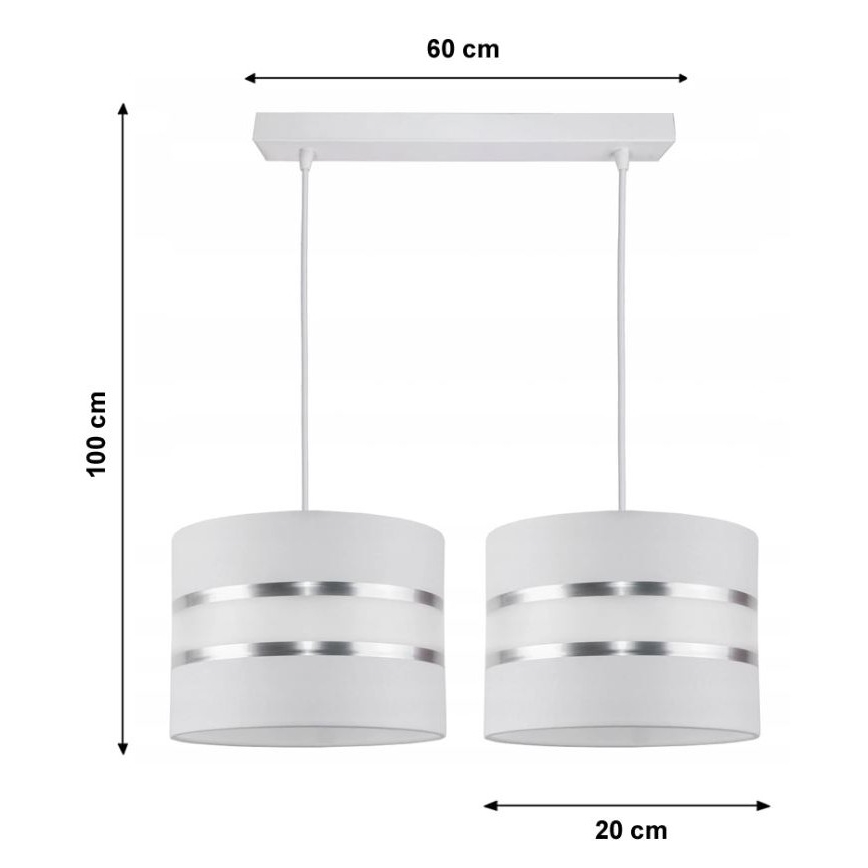 Lustr na lanku CORAL 2xE27/60W/230V bílá