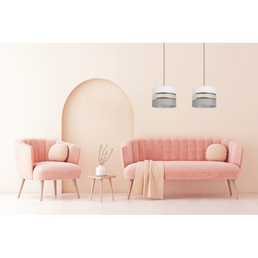 Lustr na lanku CORAL 2xE27/60W/230V bílá/šedá