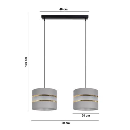 Lustr na lanku CORAL 2xE27/60W/230V šedá