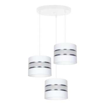 Lustr na lanku CORAL 3xE27/60W/230V bílá/matný chrom pr. 45 cm