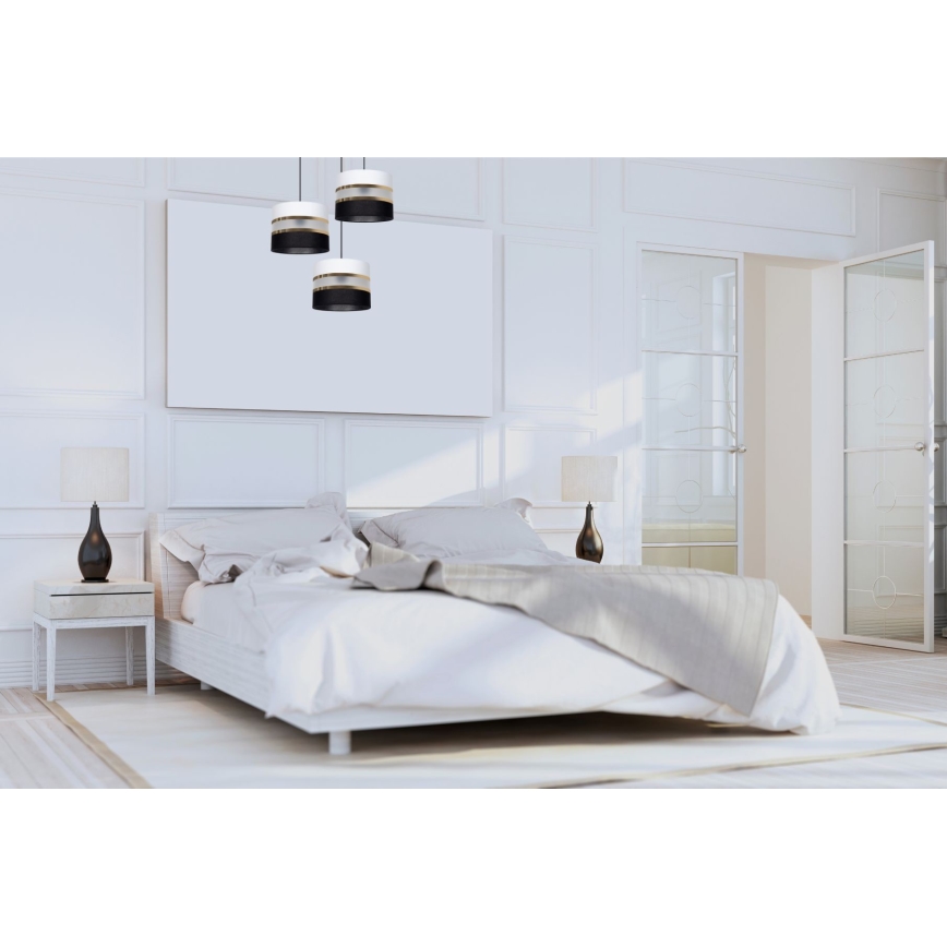 Lustr na lanku CORAL 3xE27/60W/230V černobílá