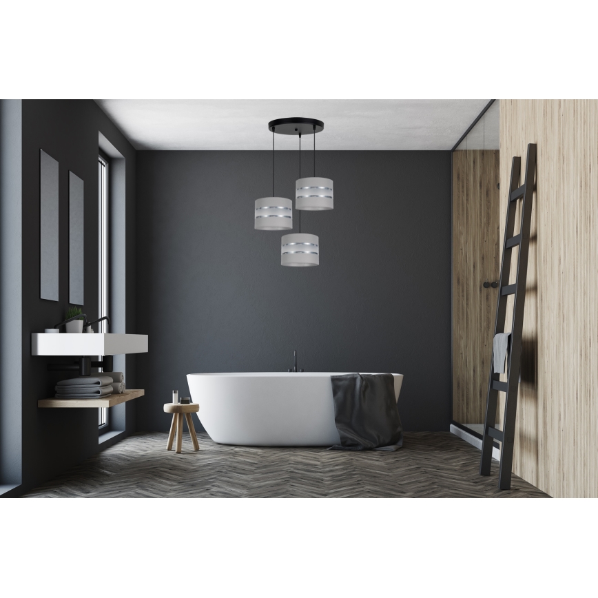 Lustr na lanku CORAL 3xE27/60W/230V šedá