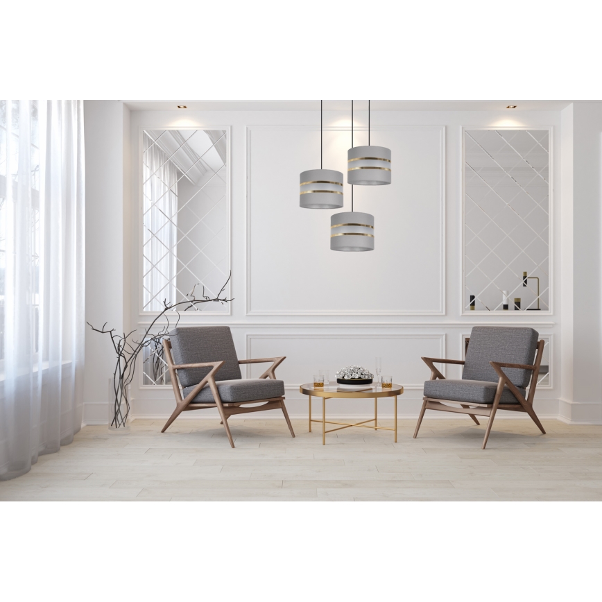 Lustr na lanku CORAL 3xE27/60W/230V šedá