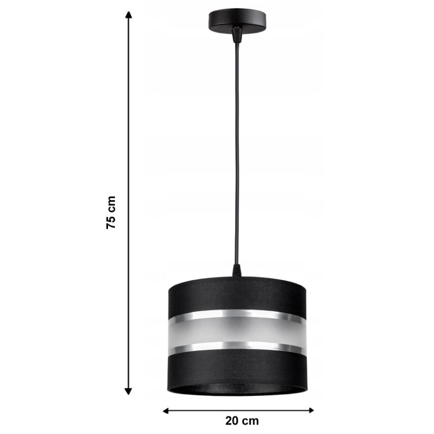 Lustr na lanku CORAL S 1xE27/60W/230V černá