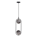 Lustr na lanku CORDEL 2xG9/28W/230V černá/kouřová černá