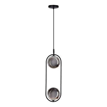 Lustr na lanku CORDEL 2xG9/28W/230V černá/kouřová černá