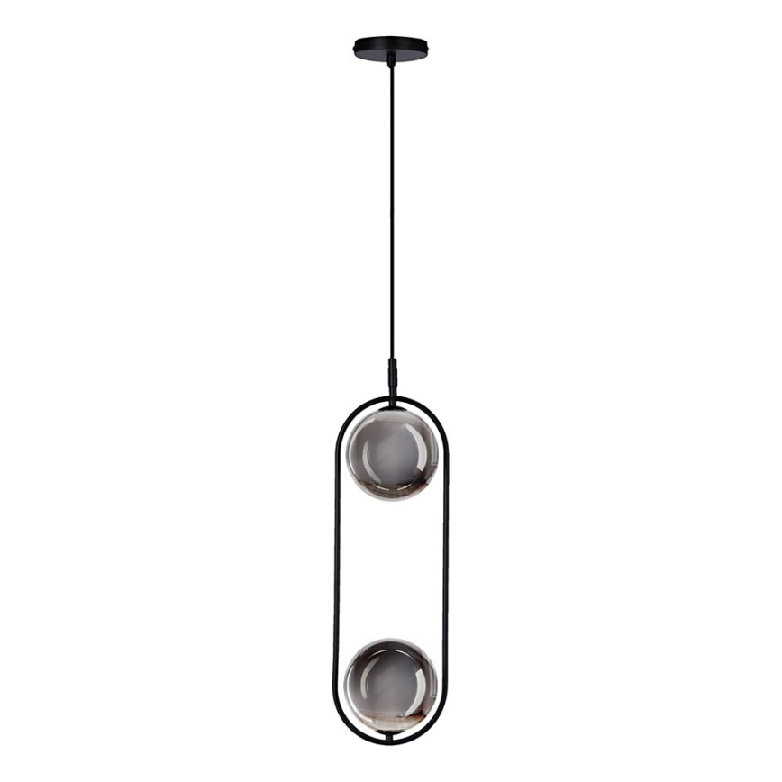 Lustr na lanku CORDEL 2xG9/28W/230V černá/kouřová černá