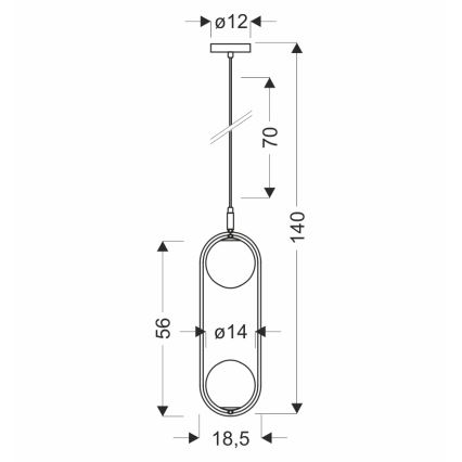 Lustr na lanku CORDEL 2xG9/28W/230V černá/kouřová černá