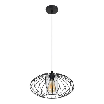 Lustr na lanku CORRINI 1xE27/60W/230V pr. 34 cm černá/čirá