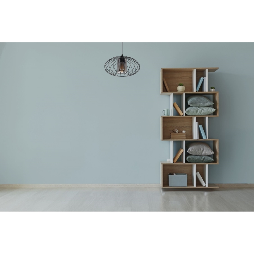 Lustr na lanku CORRINI 1xE27/60W/230V pr. 34 cm černá/šedá