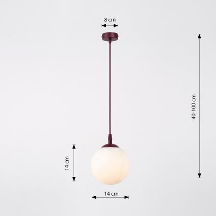 Lustr na lanku COSMO 1xE14/10W/230V červená