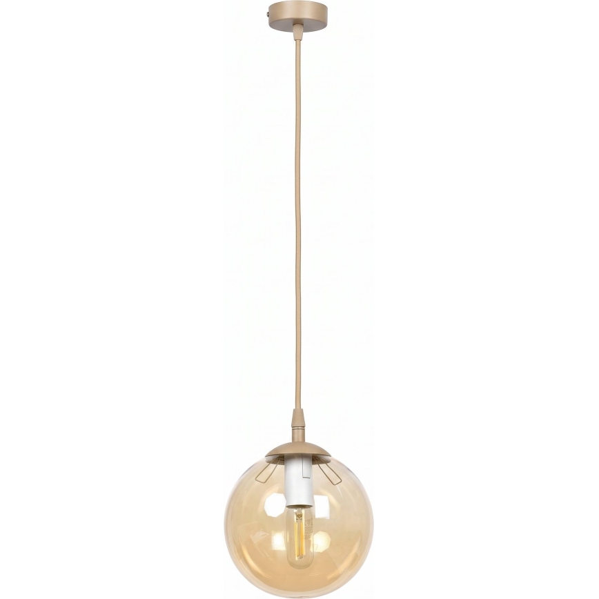Lustr na lanku COSMO 1xE14/10W/230V pr. 14 cm béžová/kouřová béžová
