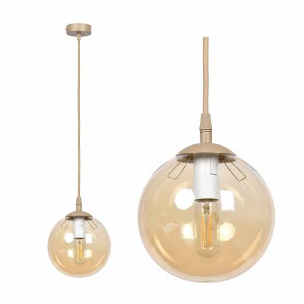 Lustr na lanku COSMO 1xE14/10W/230V pr. 14 cm béžová/kouřová béžová