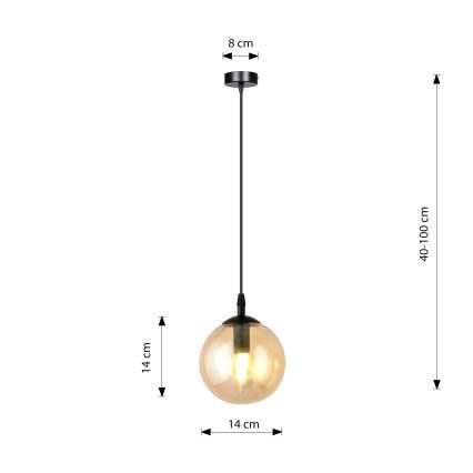 Lustr na lanku COSMO 1xE14/10W/230V pr. 14 cm černá/kouřová béžová