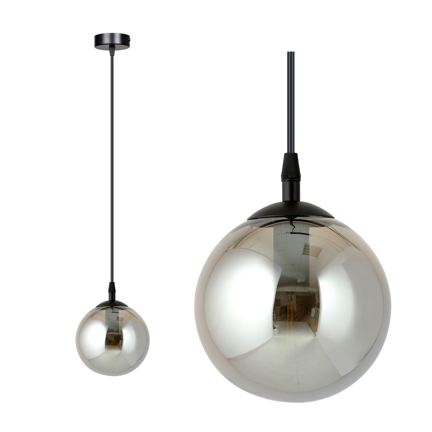 Lustr na lanku COSMO 1xE14/10W/230V pr. 14 cm černá/kouřová černá