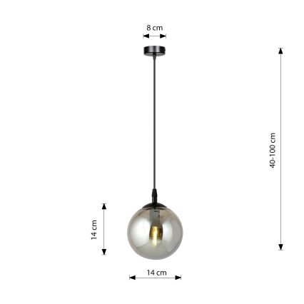 Lustr na lanku COSMO 1xE14/10W/230V pr. 14 cm černá/kouřová černá