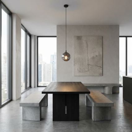 Lustr na lanku COSMO 1xE14/10W/230V pr. 14 cm černá/šedá