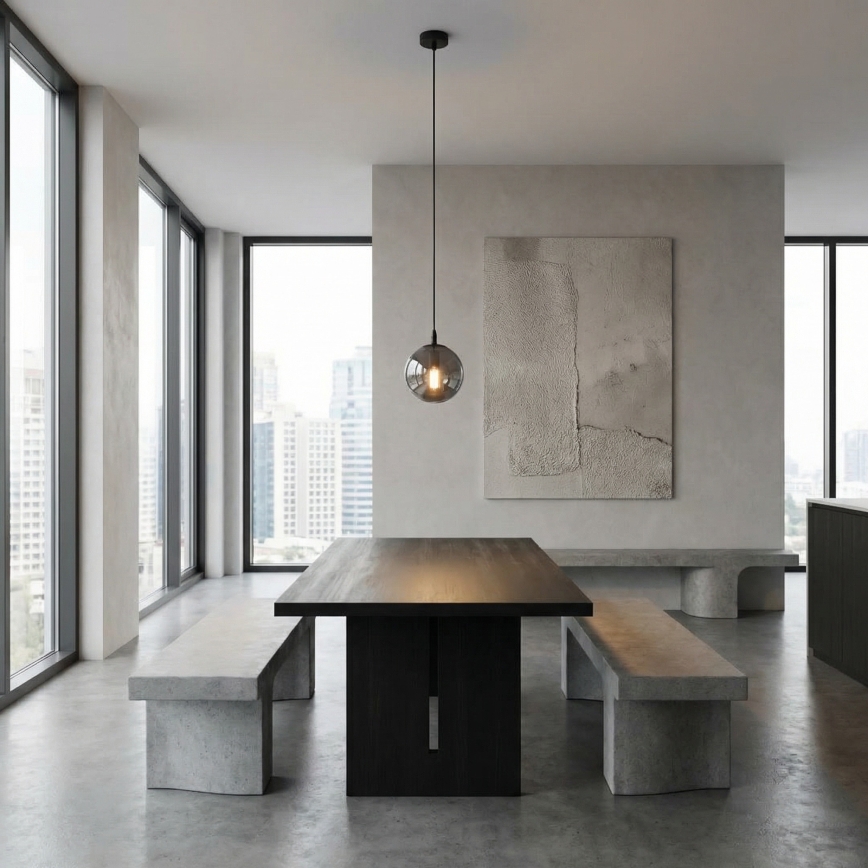 Lustr na lanku COSMO 1xE14/10W/230V pr. 14 cm černá/šedá