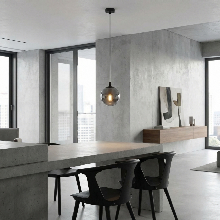 Lustr na lanku COSMO 1xE14/10W/230V pr. 14 cm černá/šedá