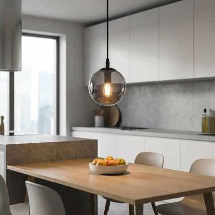 Lustr na lanku COSMO 1xE14/10W/230V pr. 14 cm černá/šedá