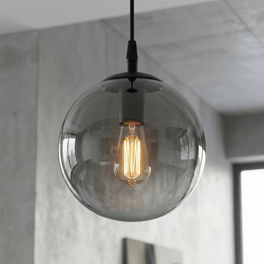 Lustr na lanku COSMO 1xE14/10W/230V pr. 14 cm černá/šedá