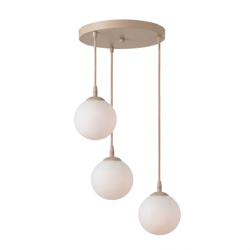 Lustr na lanku COSMO 3xE14/10W/230V pr. 40 cm béžová/bílá