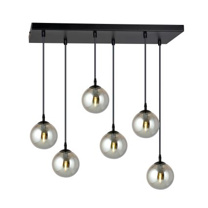 Lustr na lanku COSMO 6xE14/10W/230V černá/šedá