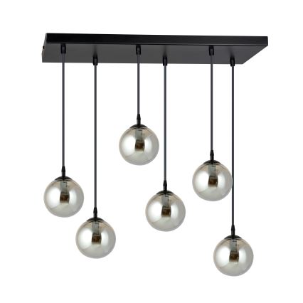 Lustr na lanku COSMO 6xE14/10W/230V černá/šedá