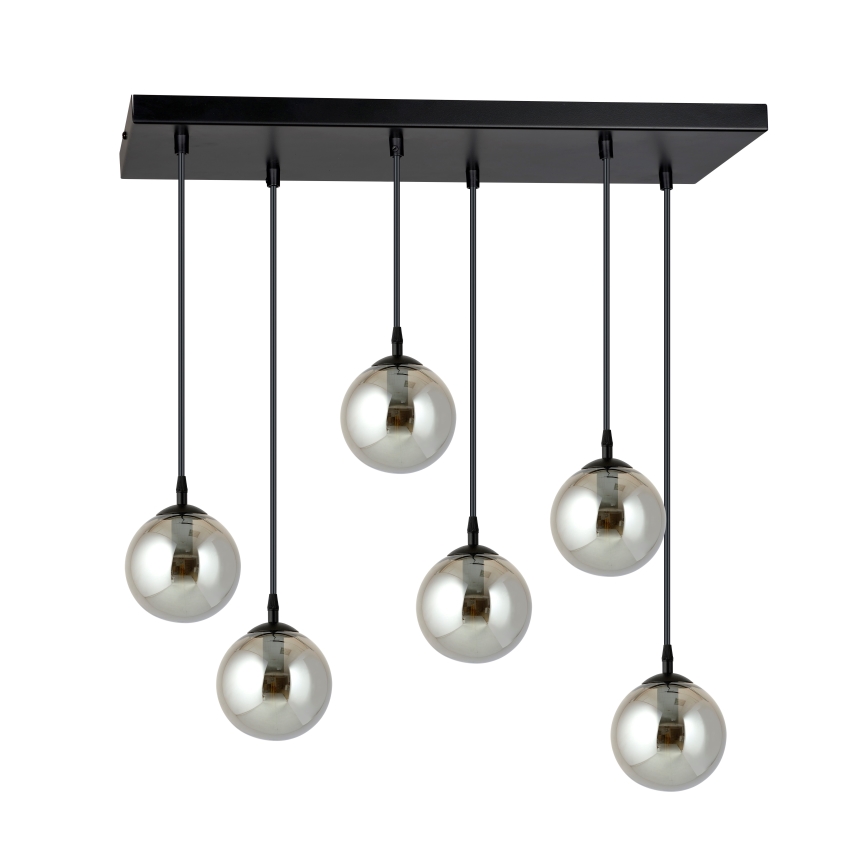 Lustr na lanku COSMO 6xE14/10W/230V černá/šedá