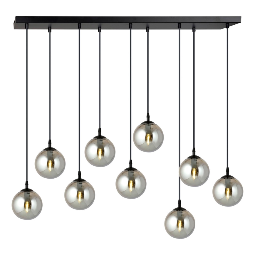 Lustr na lanku COSMO 9xE14/10W/230V černá/šedá