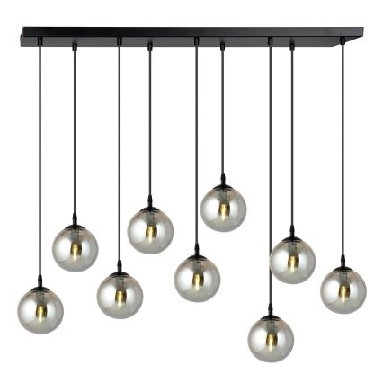 Lustr na lanku COSMO 9xE14/10W/230V černá/šedá