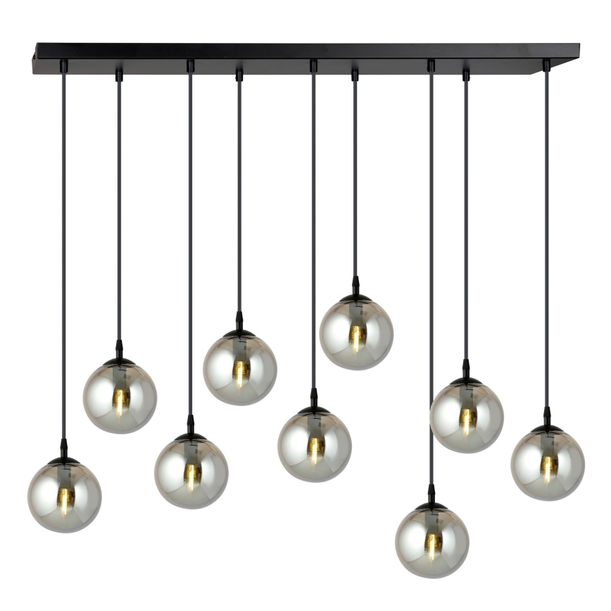 Lustr na lanku COSMO 9xE14/10W/230V černá/šedá