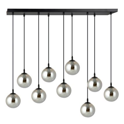 Lustr na lanku COSMO 9xE14/10W/230V černá/šedá