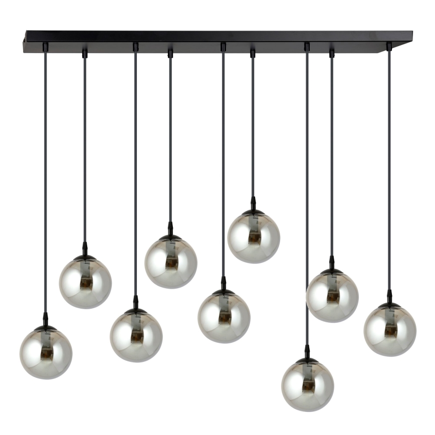 Lustr na lanku COSMO 9xE14/10W/230V černá/šedá