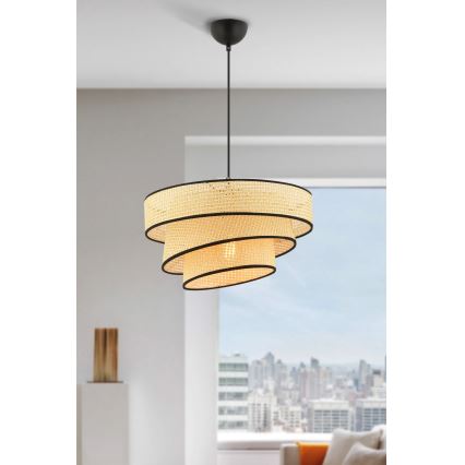 Lustr na lanku COUPER 1xE27/60W/230V béžová/černá