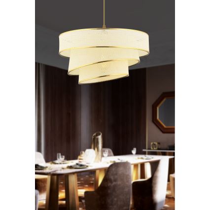 Lustr na lanku COUPER 1xE27/60W/230V bílá/zlatá